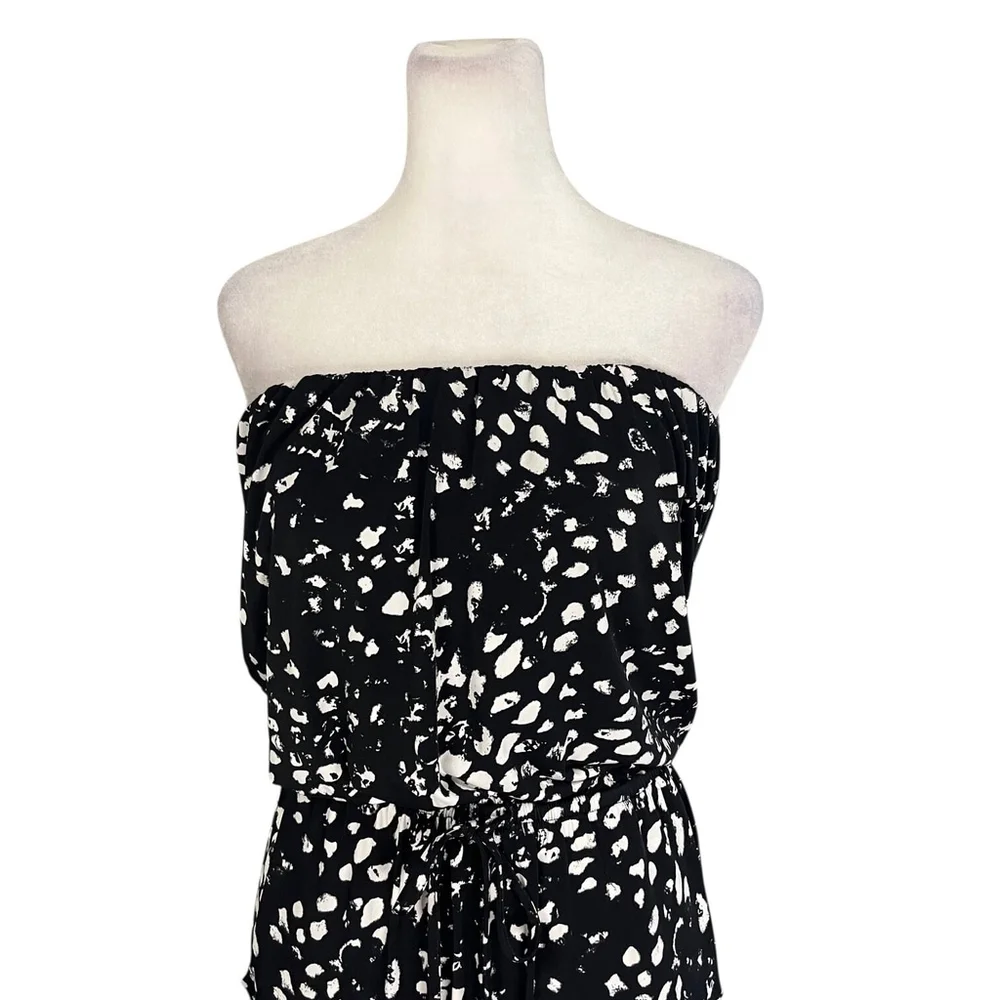 Peyton Jensen Evereve Black Leopard Sylvia Strapless Jumpsuit Size XS NWT